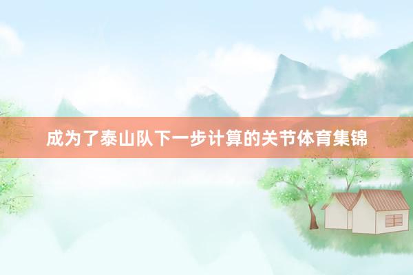 成为了泰山队下一步计算的关节体育集锦