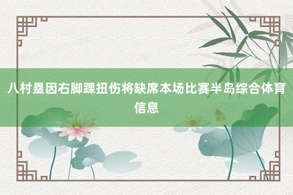 八村塁因右脚踝扭伤将缺席本场比赛半岛综合体育信息