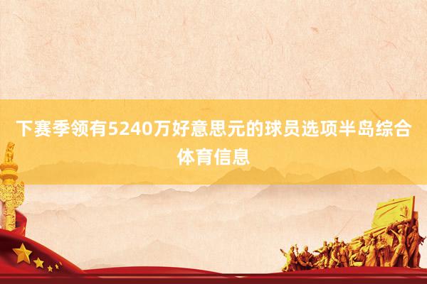 下赛季领有5240万好意思元的球员选项半岛综合体育信息