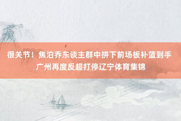 很关节！焦泊乔东谈主群中拼下前场板补篮到手 广州再度反超打停辽宁体育集锦