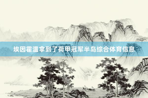 埃因霍温拿到了荷甲冠军半岛综合体育信息