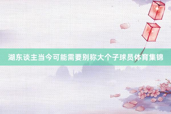 湖东谈主当今可能需要别称大个子球员体育集锦