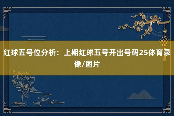 红球五号位分析：上期红球五号开出号码25体育录像/图片