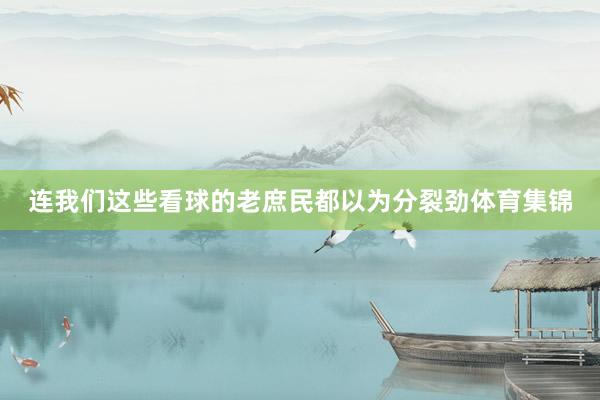 连我们这些看球的老庶民都以为分裂劲体育集锦