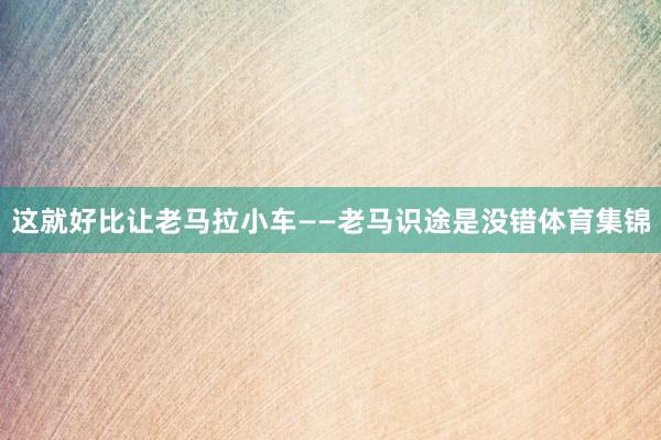 这就好比让老马拉小车——老马识途是没错体育集锦