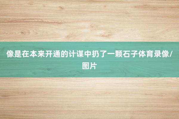 像是在本来开通的计谋中扔了一颗石子体育录像/图片