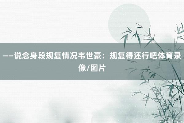 ——说念身段规复情况韦世豪：规复得还行吧体育录像/图片