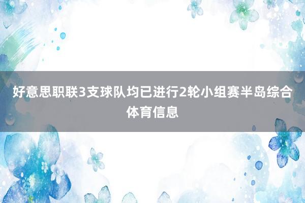 好意思职联3支球队均已进行2轮小组赛半岛综合体育信息