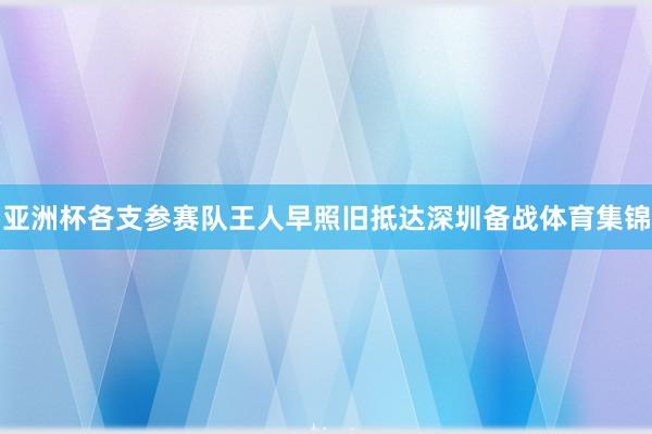 亚洲杯各支参赛队王人早照旧抵达深圳备战体育集锦