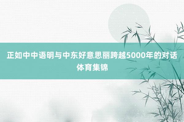 正如中中语明与中东好意思丽跨越5000年的对话体育集锦