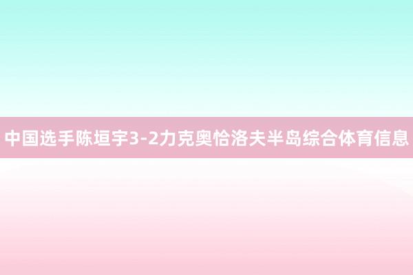 中国选手陈垣宇3-2力克奥恰洛夫半岛综合体育信息