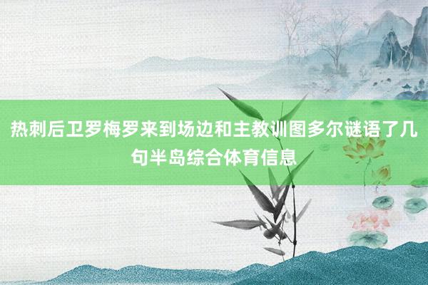 热刺后卫罗梅罗来到场边和主教训图多尔谜语了几句半岛综合体育信息