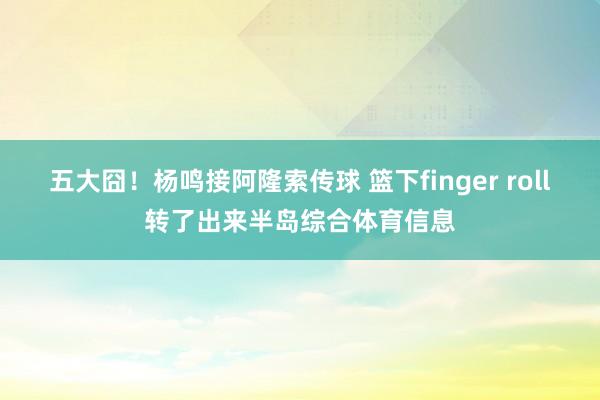 五大囧！杨鸣接阿隆索传球 篮下finger roll转了出来半岛综合体育信息